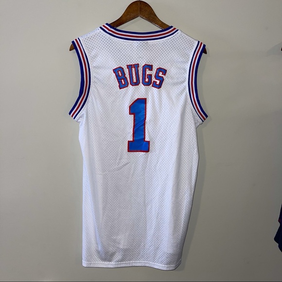 Men’s sz S Looney Tunes Squad Bugs 1 Vintage White Space Jam jersey-Nostalgic - Picture 5 of 8